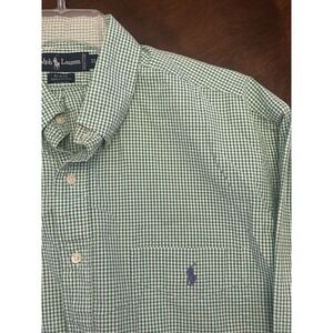 Ralph Lauren Blake Green Checkered Shirt Mens XL Long Sleeve Button Down